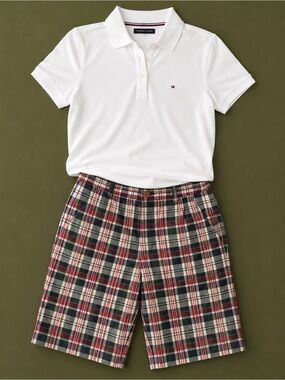 Tommy Hilfiger Madras Plaid Shorts Mens 36 Preppy Summer Cotton